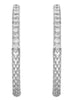 ESTATE .49CT DIAMOND 18KT WHITE GOLD 3D ROUND HAMMERED HOOP FUN HANGING EARRINGS