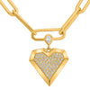 .31CT DIAMOND 14KT YELLOW GOLD PEAR SHAPE & ROUND HEART OVAL LINK LOVE NECKLACE