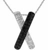 ESTATE .37CT WHITE & BLACK DIAMOND 14KT WHITE GOLD 3D MULTI ROW X LOVE PENDANT