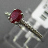 ESTATE .46CT DIAMOND & AAA RUBY 18KT WHITE GOLD OVAL FRIENDSHIP ENGAGEMENT RING