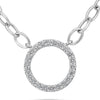 1.0CT DIAMOND 14KT WHITE GOLD 3D CLASSIC CIRCLE OF LIFE OPEN OVAL LOVE NECKLACE