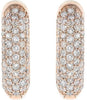 ESTATE WIDE .89CT DIAMOND 18KT ROSE GOLD MULTI ROW CLASSIC PAVE HUGGIE EARRINGS