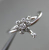 ANTIQUE WIDE .25CT ROUND DIAMOND 18KT WHITE GOLD 3D ETOILE FLOWER RING #11495