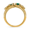 LARGE .67CT DIAMOND AAA EMERALD 14KT YELLOW GOLD PEAR SHAPE ROUND MULTI BAR RING