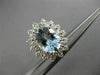 ESTATE LARGE 5.95CT DIAMOND & AQUAMARINE 14KT WHITE GOLD 3D OVAL FLOWER EARRINGS