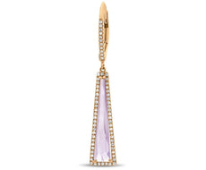 2.11CT DIAMOND & AAA PINK AMETHYST 14KT ROSE GOLD 3D TRIANGULAR HANGING EARRINGS