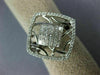WIDE .68CT DIAMOND 18KT WHITE GOLD 3D ROUND & PRINCESS SQUARE OPEN FILIGREE RING