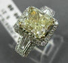 LARGE 3.82CT WHITE & FANCY YELLOW CUSHION DIAMOND 14K WHITE GOLD ENGAGEMENT RING