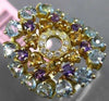 ESTATE LARGE 2.13CT DIAMOND & AAA MULTI GEM 14K YELLOW GOLD CIRCULAR FLOWER RING