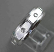 ESTATE WIDE 0.24CTW DIAMOND 14KT WHITE GOLD BRICK DESIGN ETOLIE MENS RING #17839