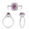 3.04CT DIAMOND & AAA PINK SAPPHIRE 14KT WHITE GOLD CUSHION HALO ENGAGEMENT RING