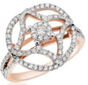 ESTATE .79CT DIAMOND 14KT ROSE GOLD 3D FLOWER STAR FUN RING