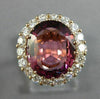 ESTATE LARGE 7.30CT DIAMOND & AAA PINK TOURMALINE 18KT ROSE GOLD ENGAGEMENT RING