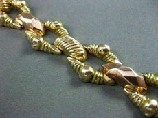 ANTIQUE WIDE 14KT YELLOW & ROSE GOLD OPEN DIAMOND CUT LINK BRACELET CUTE! #22602