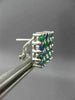 LARGE 3.05CT DIAMOND & AAA SAPPHIRE & EMERALD 14KT WHITE GOLD 3D SQUARE EARRINGS