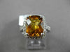 ESTATE LARGE 4.37CTW DIAMOND & EXTRA FACET CITRINE 14KT WHITE GOLD 3D HALO RING