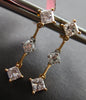 .85CT WHITE & PINK DIAMOND 18KT ROSE GOLD 3D ROUND & PRINCESS HANGING EARRINGS