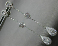 ESTATE 1.19CT DIAMOND 18K WHITE GOLD SOLITAIRE TEAR DROP FLOWER HANGING EARRINGS