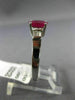 ESTATE .70CT DIAMOND & AAA RUBY 14KT WHITE GOLD 3D OVAL BAGUETTE ENGAGEMENT RING