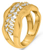 LARGE .54CT DIAMOND 14KT YELLOW GOLD TAPERED BAGUETTE MULTI ROW BAMBOO FUN RING