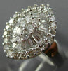 ESTATE LARGE 2.18CT ROUND & BAGUETTE DIAMOND 18KT WHITE GOLD 3D CLUSTER FUN RING
