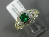 ESTATE WIDE 2.4CT DIAMOND & AAA COLOMBIAN EMERALD 14K WHITE GOLD ENGAGEMENT RING