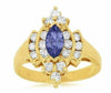 ESTATE 1.25CT DIAMOND & AAA TANZANITE 14KT YELLOW GOLD 3D FLOWER ENGAGEMENT RING
