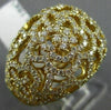 ESTATE LARGE 1.41CT DIAMOND 18KT YELLOW GOLD OPEN FILIGREE MULTI FLOWER FUN RING