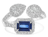 LARGE 1.89CT DIAMOND & AAA SAPPHIRE 18KT WHITE GOLD MULTI SHAPE 3 STONE FUN RING