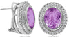 LARGE 8.03CT DIAMOND & AAA PINK AMETHYST 14K WHITE GOLD 3D OVAL & ROUND EARRINGS