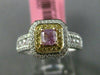 ESTATE GIA .93CT DIAMOND 18KT TWO TONE GOLD 3D HALO CUSHION CUT ENGAGEMENT RING