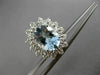 ESTATE LARGE 5.95CT DIAMOND & AQUAMARINE 14KT WHITE GOLD 3D OVAL FLOWER EARRINGS