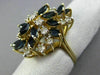 ESTATE LARGE 3.56CT DIAMOND & AAA SAPPHIRE 14KT YELLOW GOLD FLOWER COCKTAIL RING