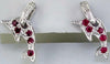 ESTATE .39CT DIAMOND & AAA RUBY 14K WHITE GOLD 3D HAPPY DOLPHIN HANGING EARRINGS