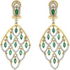3.3CT DIAMOND & AAA EMERALD 18K YELLOW GOLD ROUND & MARQUISE CHANDELIER EARRINGS