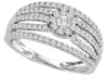 ESTATE 0.75CT DIAMOND 14KT WHITE GOLD CLASSIC ROUND MULTI ROW CLUSTER FUN RING
