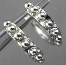ESTATE SMALL 14KT WHITE GOLD ROUNDED 3D HUGGIE HOOP EARRINGS 13mm X 2.5mm #24344