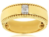 WIDE .40CT DIAMOND 14KT YELLOW GOLD 3D EMERALD CUT SOLITAIRE CHANNEL MEN'S RING