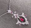 .77CT DIAMOND & AAA RUBY 18KT WHITE GOLD 3D FLOWER FILIGREE BY THE YARD NECKLACE