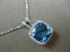 ESTATE 3.08CT DIAMOND & BLUE TOPAZ 14KT WHITE GOLD SQUARE HALO FLOATING PENDANT