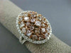ESTATE EXTRA LARGE 4.23CT MULTI COLOR DIAMOND 18K WHITE & ROSE GOLD 3D OVAL RING