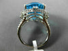 EXTRA LARGE 16.75CT DIAMOND & AAA OVAL BLUE TOPAZ 14KT WHITE GOLD HALO FUN RING