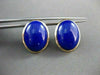 ANTIQUE LARGE AAA OVAL LAPIS 14KT YELLOW GOLD EARRINGS W/ CLIPS BEAUTIFUL #22108