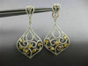 ESTATE 3.60CT WHITE & FANCY YELLOW DIAMOND 18K 2 TONE GOLD 3D TEAR DROP EARRINGS