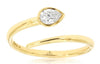 .24CT DIAMOND 14KT YELLOW GOLD PEAR SHAPE SOLITAIRE BEZEL CRISS CROSS LOVE RING