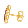 2.34CT DIAMOND AAA RUBY 14KT YELLOW GOLD PEAR SHAPE & ROUND FLOWER STUD EARRINGS