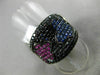 ESTATE 2.85CT BLACK DIAMOND & AAA MULTI COLOR SAPPHIRE 18KT GOLD BUTTERFLY RING