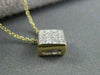 ESTATE .39CT INVISIBLE DIAMOND SQUARE 14K YELLOW GOLD PENDANT 18" CHAIN  #15617