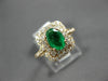 ESTATE 4.32CT DIAMOND & AAA EMERALD 14KT YELLOW GOLD DOUBLE HALO ENGAGEMENT RING