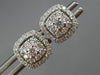 ESTATE .50CT DIAMOND 14KT WHITE GOLD 3D SQUARE DOUBLE HALO ROUND STUD EARRINGS